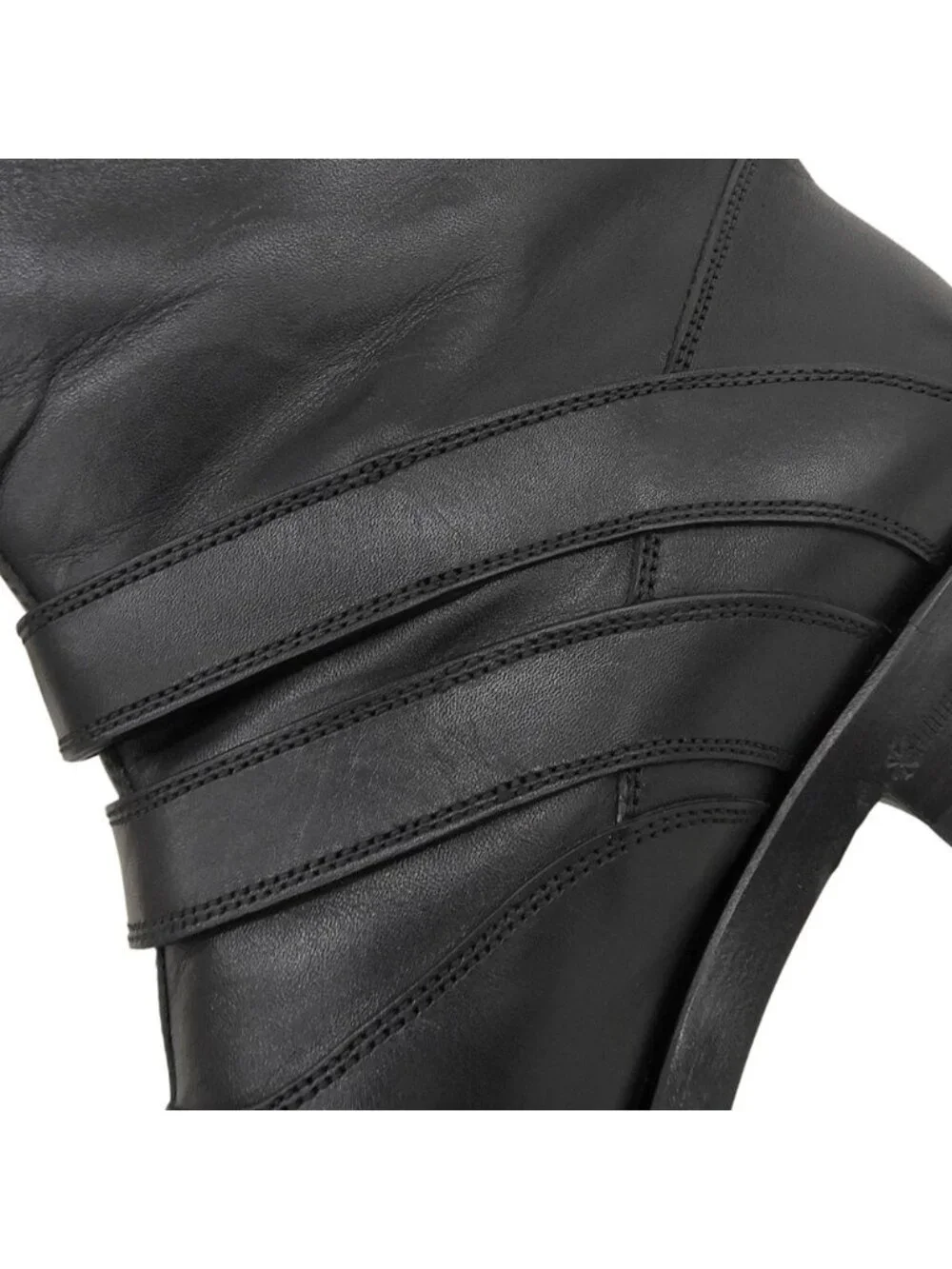 Gucci Leather Strap Biker Boots with Fleece 35.5 Black